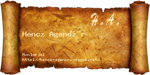 Hencz Agenór névjegykártya